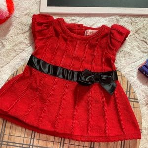 Cherokee Red Sparkly Short Sleeve Dress w/Bow (NB)